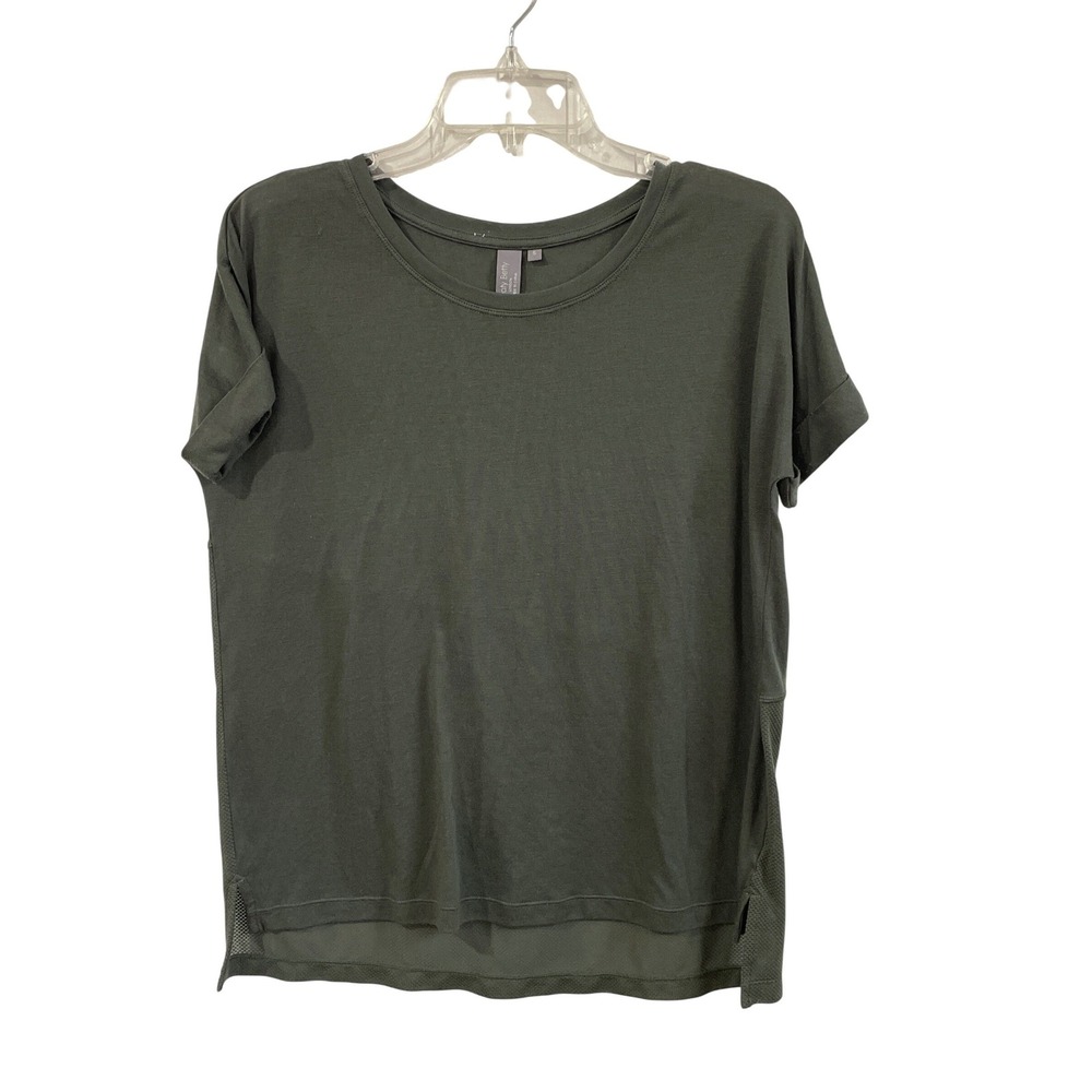 Sweaty Betty Womens Small Green Mesh Back Roll Up Short Sleeve Activewear Top